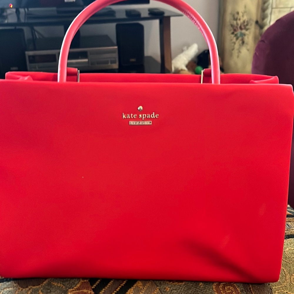 Kate Spade large red fabric tote shopper bag. Medium sized NWOT perfect!